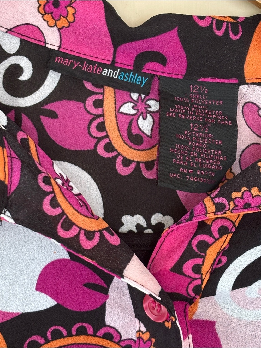 mary-kateandashley Girls' Pink & Black Floral Button Up  Shirt with Tank